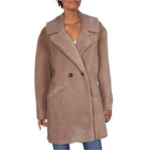 Lucky Brand Women's Faux Fur Midi Coat with Notch Lapel Size L